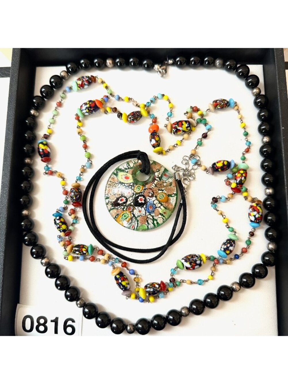 Jewelry Lot Italian Murano Millefiore Glass Bead Necklaces